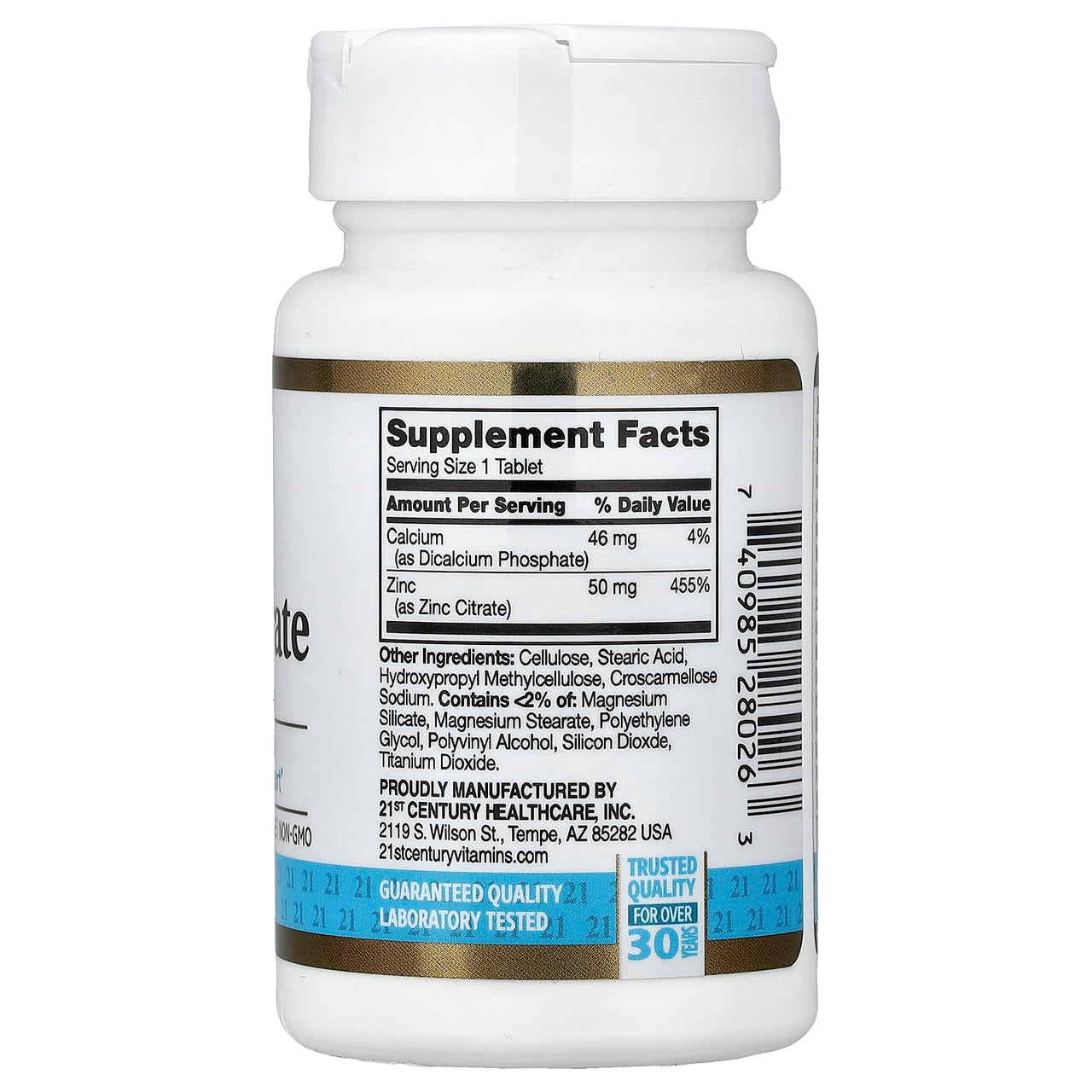 21st Century Healthcare Zinc Citrate Tablets 50mg, 60 Count