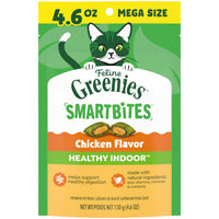Thumbnail for Greenies Feline Smartbites, Cat Treats Healthy Recipe, Indoor Cat Treats, Chicken Flavor, 4.6 oz. Pack