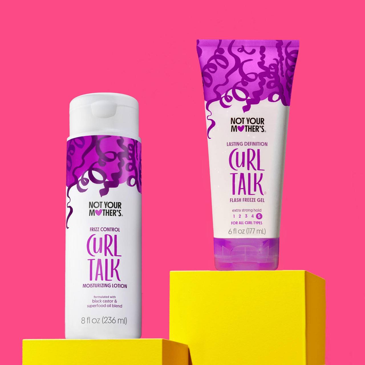 Not Your Mother's Curl Talk Lasting Definition Flash Freeze Gel and Frizz Control Moisturizing Lotion (2-Pack) - Formulated with Rice Curl Complex