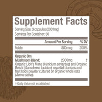 Thumbnail for OM MUSHROOM SUPERFOOD Brain Fuel Mushroom Powder Capsules Superfood Supplement, 90 Count, 30 Days, Lion's Mane, Reishi Blend Plus Folate, Mental Clarity, Mushroom Supplement