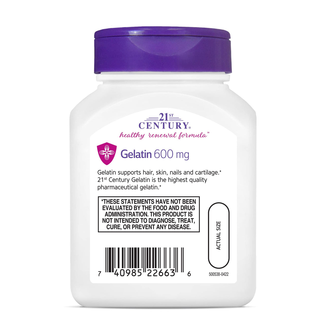 21st Century Gelatin 600mg, 100 Capsules
