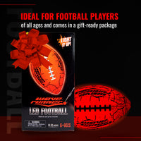 Thumbnail for Wave Runner LED Light-Up Football - Glow in The Dark Football Games- Size 10.35 in. with Pump and Batteries Included | Great for Adults, Teens & Players (Orange W/Cracks)