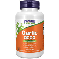 Thumbnail for NOW Foods Supplements, Garlic 5,000 (Allium sativum), Enteric Coated, Odor Controlled, 90 Tablets