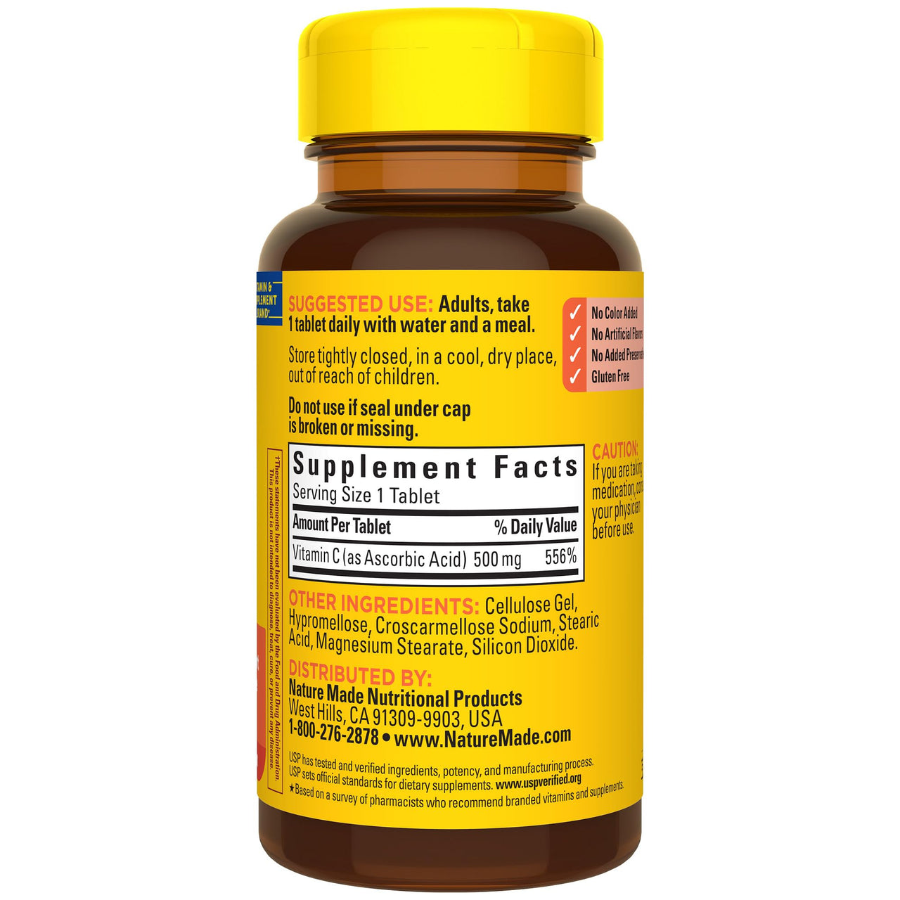 Nature Made Vitamin C 500 mg Tablets, Dietary Supplement, Vitamin C for Immune Support, 100 Tablets, 100 Day Supply