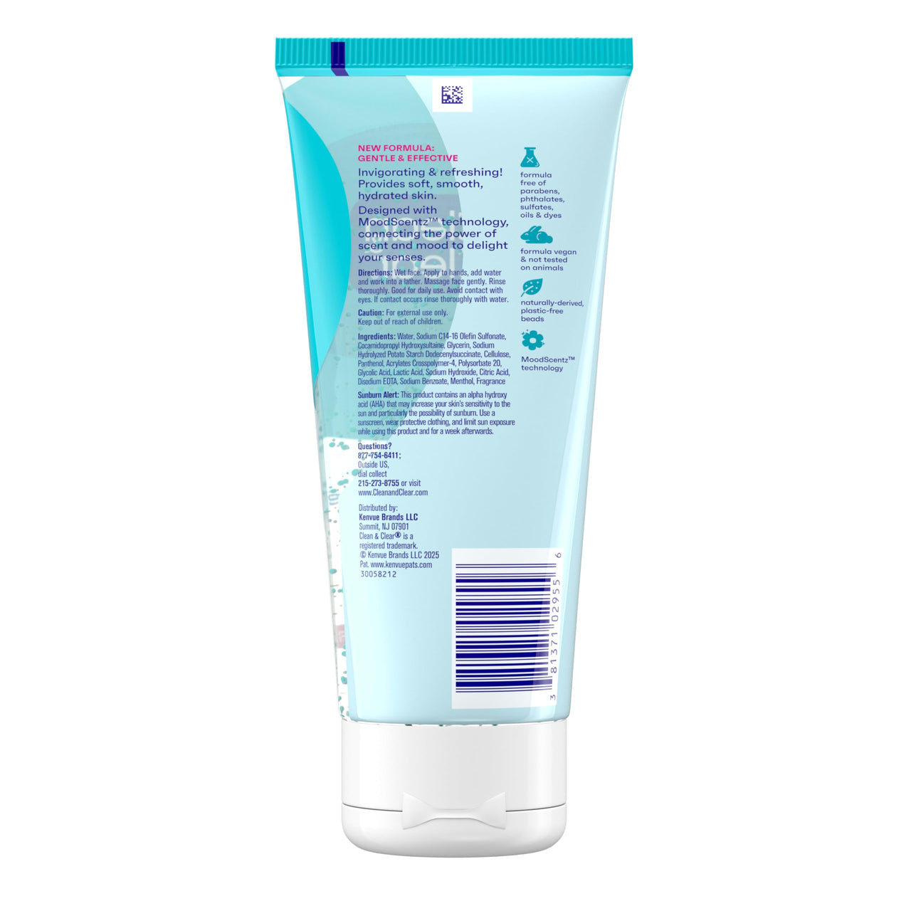 Clean & Clear Deep Action Exfoliating Facial Cleanser, Scrub & Face Wash, Pro-Vitamin B5, Lactic & Glycolic Acids, Oil-Free Gentle Daily Exfoliator for Soft, Smooth, Hydrated Skin, Vegan, 7 Fl Oz Tube