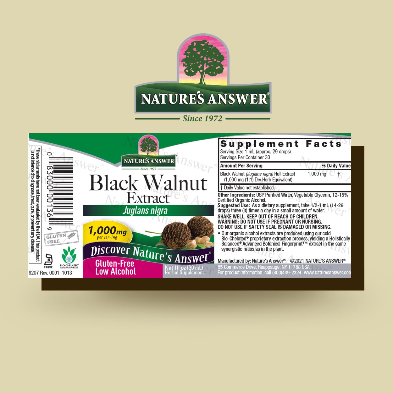 Nature's Answer Black Walnut with Organic Alcohol, 1-Fluid Ounce