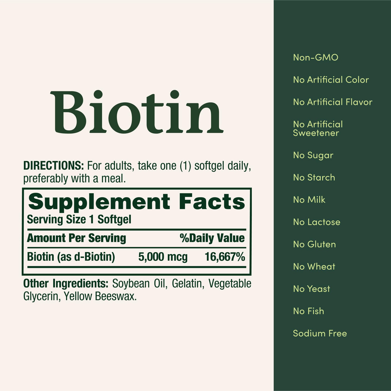 Nature's Bounty Biotin, Supports Metabolism for Cellular Energy and Healthy Hair, Skin, and Nails, 5000 mcg, 150 Softgels