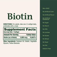 Thumbnail for Nature's Bounty Biotin, Supports Metabolism for Cellular Energy and Healthy Hair, Skin, and Nails, 5000 mcg, 150 Softgels