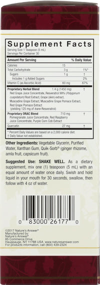 Thumbnail for Nature's Answer Alcohol-Free Resveratrol Reserve, 5-Fluid Ounces | Packed with Antioxidants | Promotes Overall Health | Immune System Support | Single Count