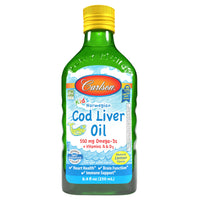 Thumbnail for Carlson - Kid's Cod Liver Oil, 550 mg Omega-3s, Vitamins A & D3, Wild Norwegian, Lemon, 250 mL