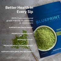 Thumbnail for Blueprint Bryan Johnson Matcha Ceremonial Grade Green Tea Powder – 30mg L-Theanine - 3rd Party Tested - Antioxidant- Cognitive Support (30 Servings)