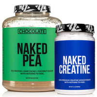 Thumbnail for NAKED Chocolate Pea Protein Isolate 5LB Bulk Pure Micronized Creatine Monohydrate 500g (100 Servings) – Plant-Based; Vegan; Non-GMO; Gluten Free; Soy Free; Lactose Free
