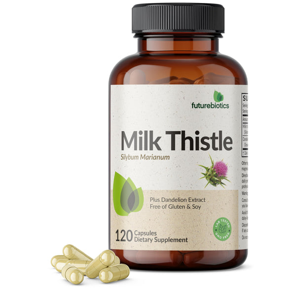 Futurebiotics Milk Thistle Silymarin Marianum & Dandelion Extract Liver Health Support, Antioxidant Support, Detox, 120 Capsules