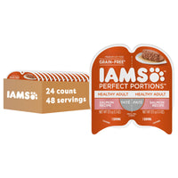 Thumbnail for IAMS Perfect Portions Sensitive Digestion & Skin Wet Cat Food Pate, Adult Grain Free Pate, Turkey Recipes, (24) 2.6 oz. Twin-Pack Trays