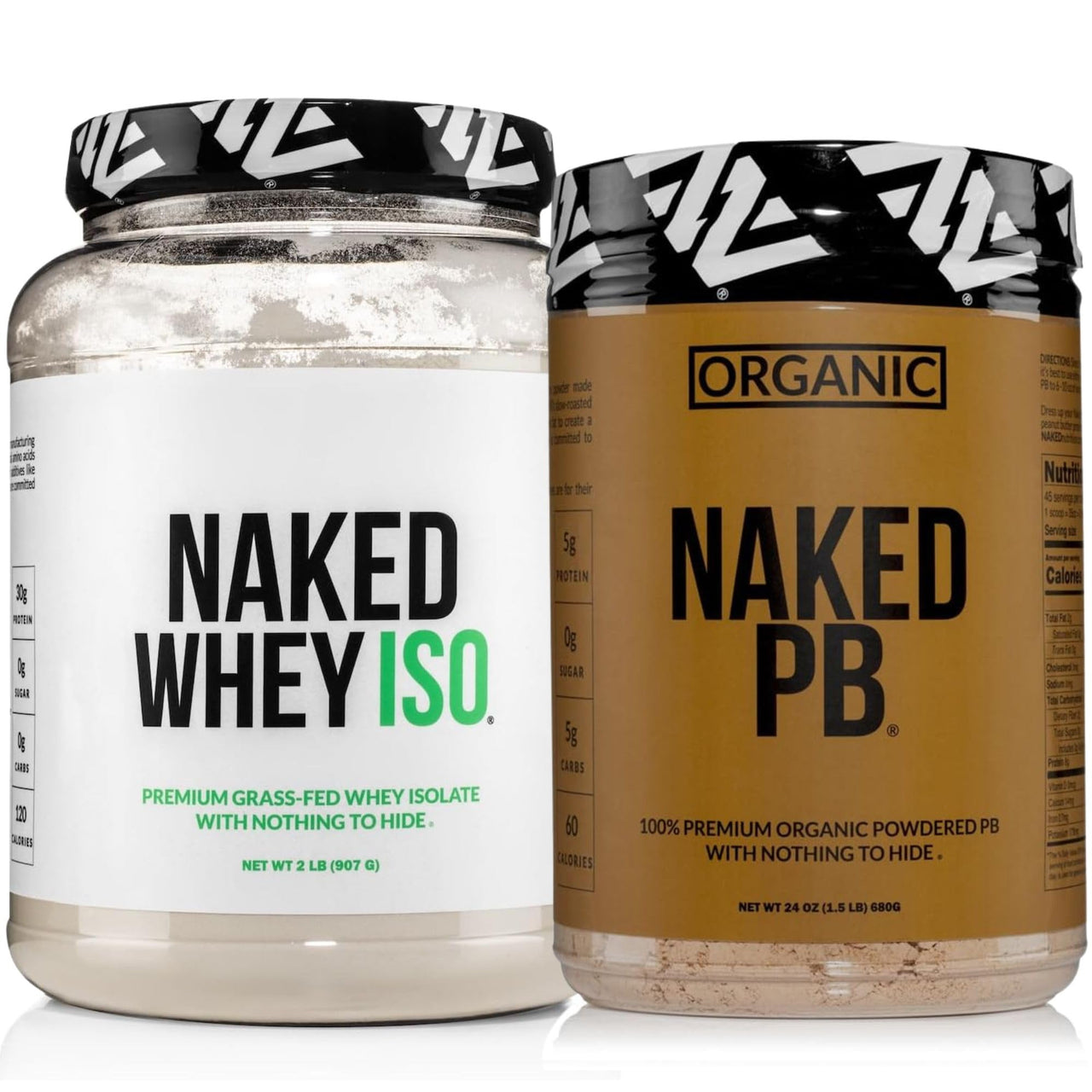 NAKED Whey Isolate Protein 28 Servings + NAKED Organic Powdered Peanut Butter 45 Servings – Grass-Fed; Bulk; Non-GMO; Gluten Free; Soy Free