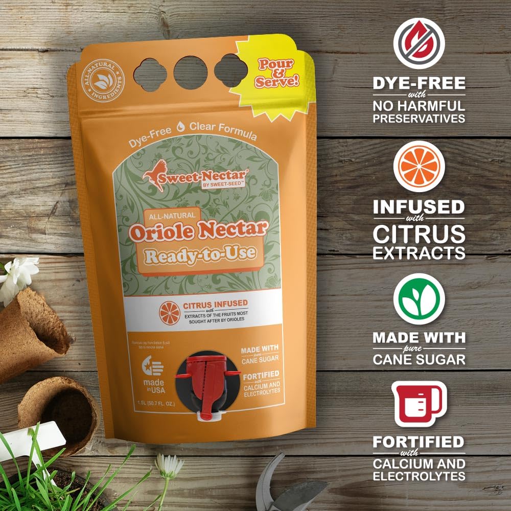 sweet-seed Oriole Nectar 1.5L (50.7 oz), Ready to Use - Extends The Life of Nectar for Oriole Feeders | Ultimate Oriole Food… (1)
