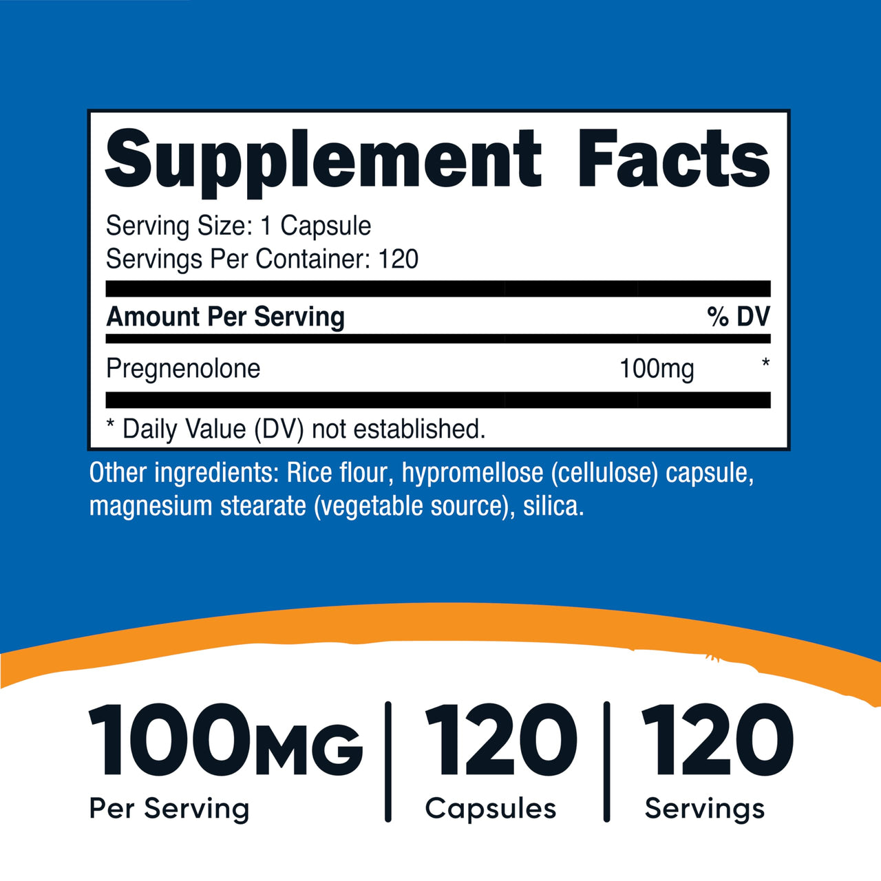 Nutricost Pregnenolone 100mg, 120 Capsules - Non-GMO, Gluten Free, Vegetarian Capsules