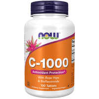 Thumbnail for NOW Foods Supplements, Vitamin C-1,000 with Rose Hips & Bioflavonoids, Antioxidant Protection*, 100 Tablets