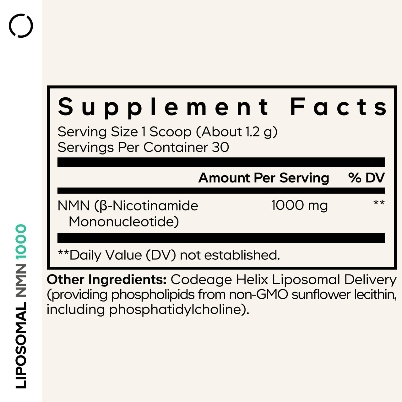 Codeage Liposomal NMN 1000mg Powder Supplement - NMN 1000 mg Nicotinamide Mononucleotide NAD+ Precursor - Unflavored Powder - Liposomal Delivery - Non-GMO - 1.2 OZ