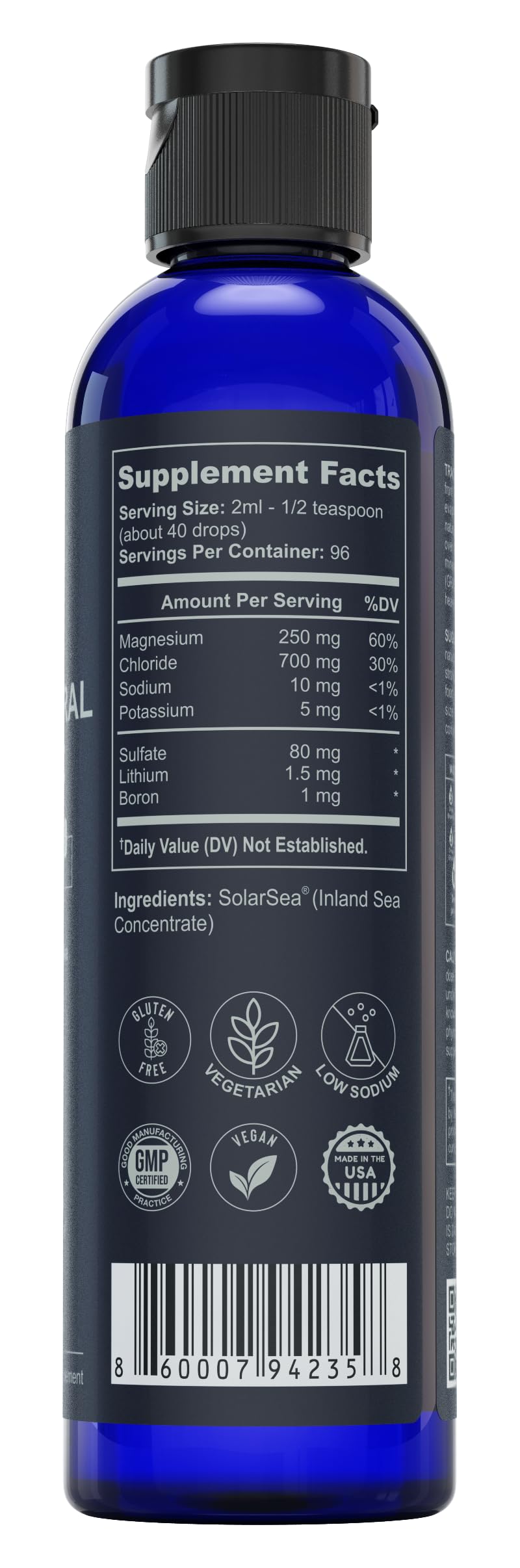 TRULIFE NATURALS Trace Mineral Complex â€“ 8 oz (96 Servings) â€“ 72+ Ionic Minerals Concentrate/Magnesium, Chloride, Boron, Potassium/Supports Hydration & Electrolyte Balance