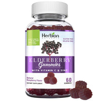 Thumbnail for HERBION Elderberry Gummies with Vitamin C & Zinc - Healthy Immune System Support - Gluten-Free & Gelatin-Free - 60 Gummies for Adults & Children 4 Years & Above - Made in USA, 60 Count (Pack of 1)