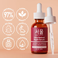 Thumbnail for SeoulCeuticals 1% Korean Retinol Night Serum for Face - 97.5% Snail Mucin + Hyaluronic Acid + Bakuchiol, Cruelty Free K Beauty for Sensitive Skin 1oz