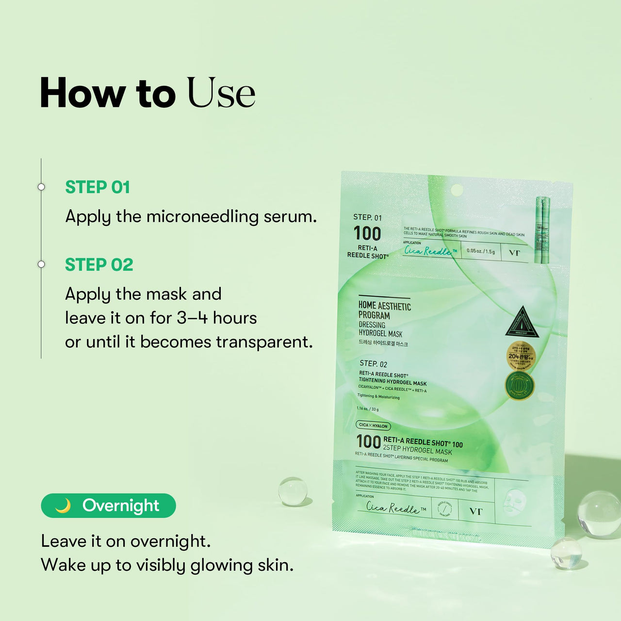 VT COSMETICS Reti-A Reedle Shot 100 2-Step Hydrogel Mask(34.5gx4ea), Intensive Tightening, Exosome Retinol, Overnight Melting Mask, Ideal for Retinol Beginners, Korean Facial Mask