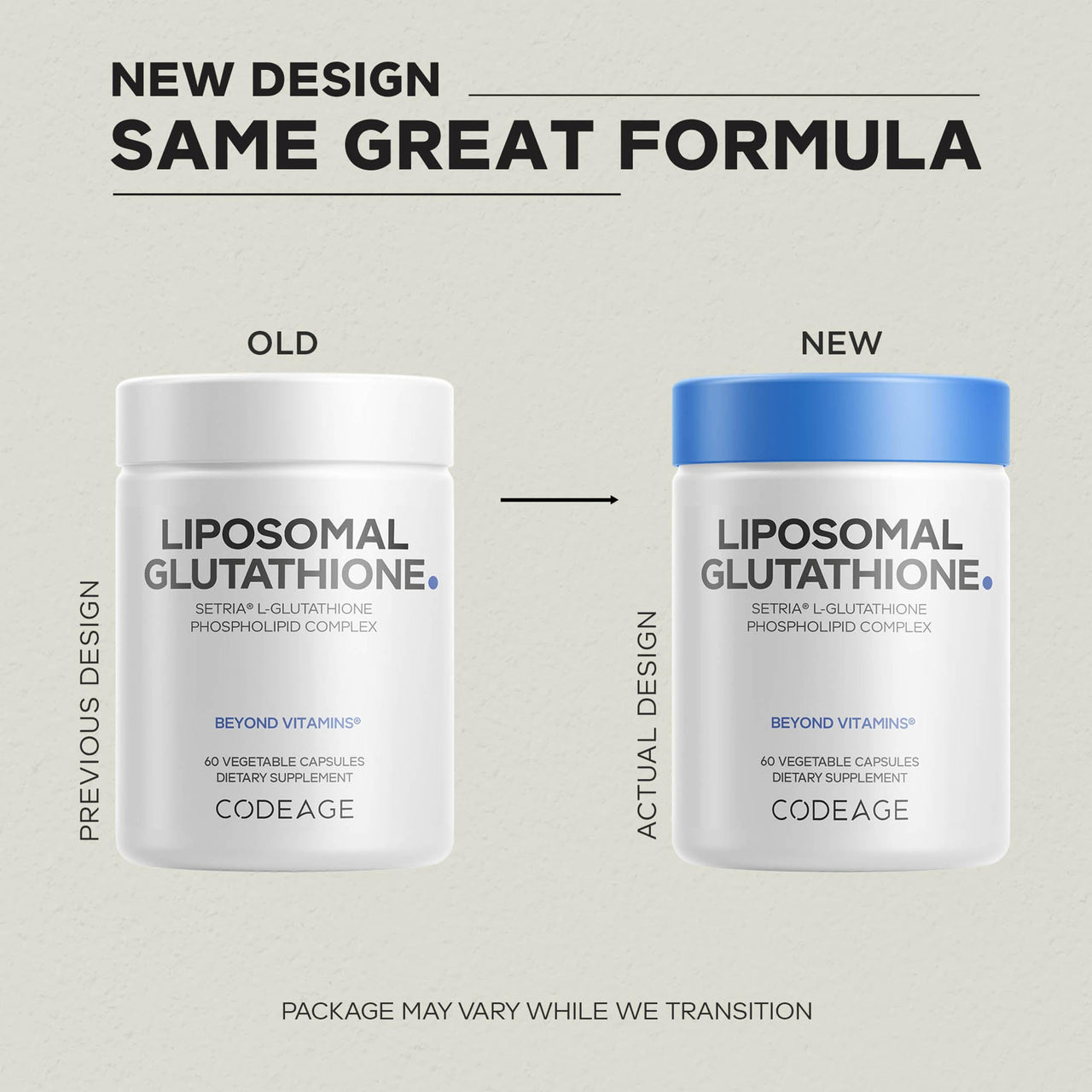 Codeage Liposomal Glutathione Supplement - Pure Reduced Setria L-Glutathione, Liposomal Delivery, Phospholipid Complex - Vegan, Non-GMO - 2-Pack