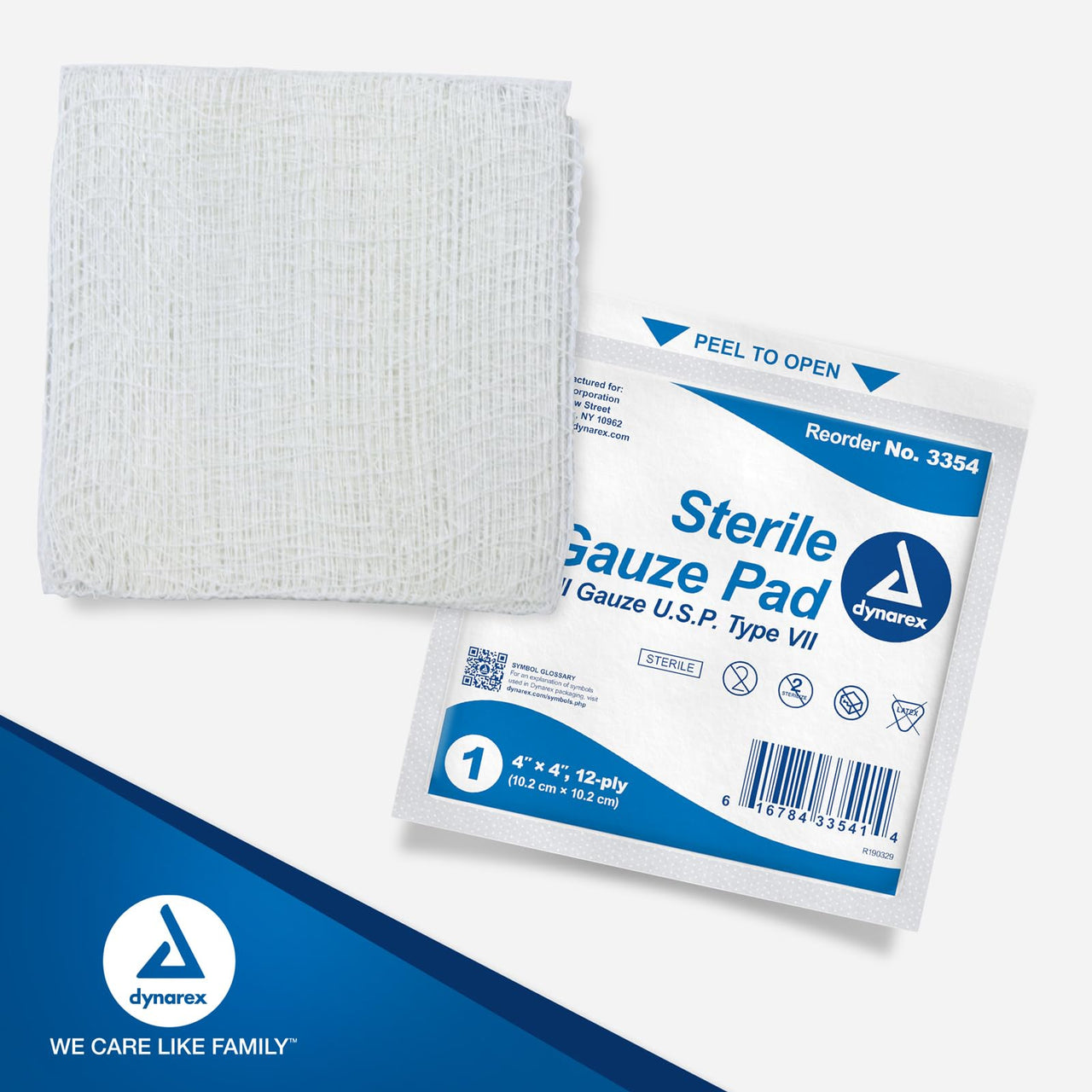 Dukal Sterile Gauze Pads, 100% Woven Cotton and Individually Wrapped, 4" x 4", 12-Ply Pad, Box of 100