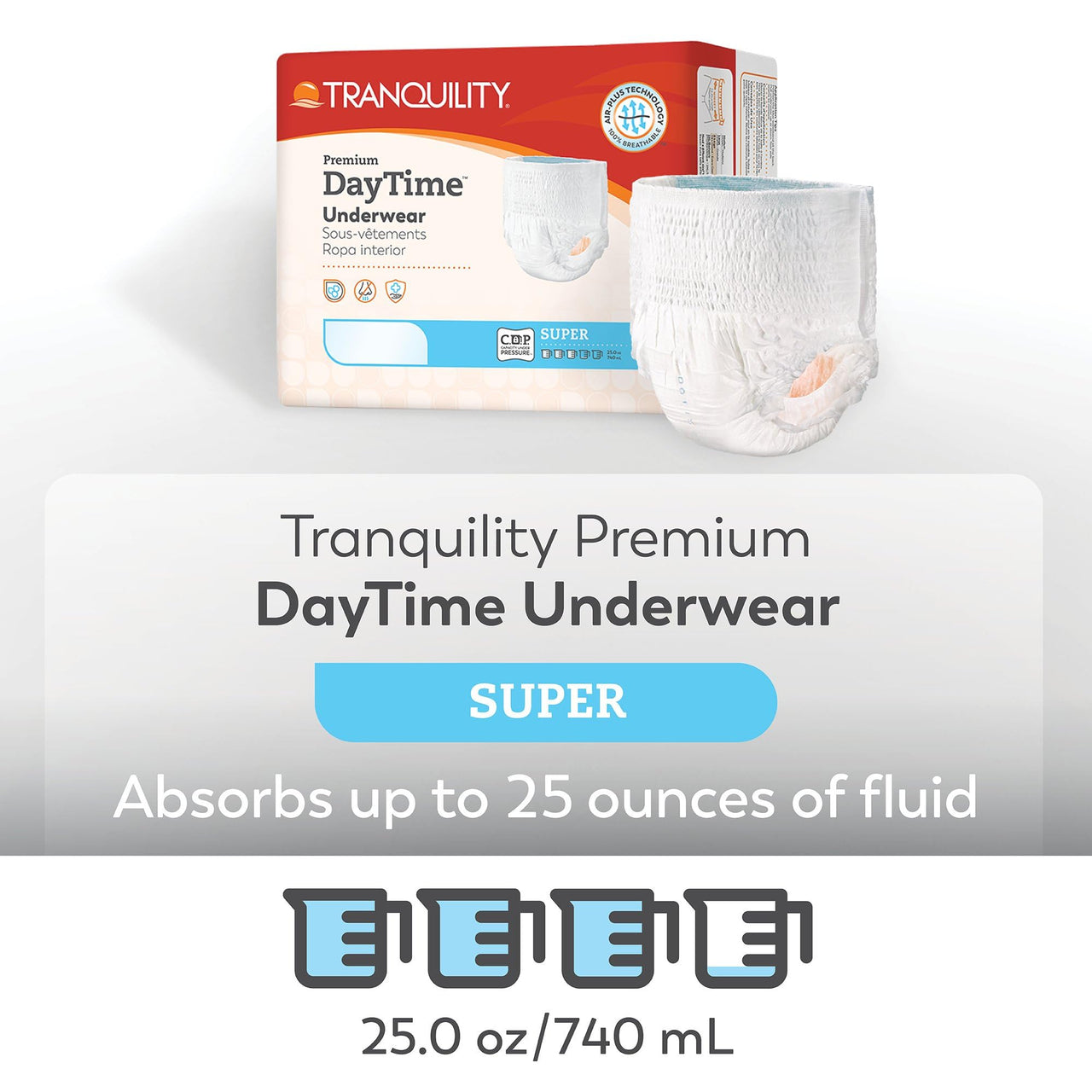 Tranquility Premium Daytime Disposable Absorbent Underwear (18 Count) - M, 34-48 in. Waist - Super Absorbency, Breathable All-Day Comfort - Adult Diapers