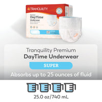 Thumbnail for Tranquility Premium Daytime Disposable Absorbent Underwear (18 Count) - M, 34-48 in. Waist - Super Absorbency, Breathable All-Day Comfort - Adult Diapers