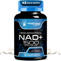 Thumbnail for WELLNESS LABSRX Liposomal NAD Supplement, 1500mg - USA Made, NAD Resveratrol Supplement for Women and Men, NAD+ Support Cellular Health, Energy & Anti Aging - 90 Count