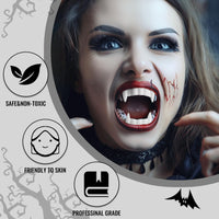 Thumbnail for BOBISUKA Halloween Vampire Makeup Kit with White Face & Body Paint, Fake Blood, Black and Red Face Paint Crayon and Fake Teeth SFX Makeup Set for Zombie Wounds Clown Cosplay Special Effects Makeup