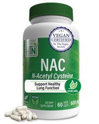 Thumbnail for Health Thru Nutrition NAC N-Acetyl-Cysteine 600mg 60 Capsules | Vegan Certified | The Purest NAC Supplement | Supports Healthy Lung, Liver Functions & Cellular Health | Non-GMO Soy & Gluten Free