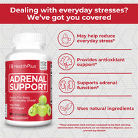 Thumbnail for Health Plus Adrenal Cleanse Ashwagandha Capsules for Adrenal Function and Antioxidant Support and Stress Relief, 90 Capsules