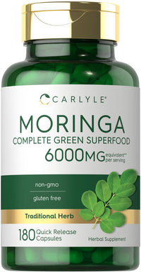 Thumbnail for Carlyle Moringa Oleifera Supplement | 180 Capsules | Complete Green Superfood for Women and Men | Non-GMO and Gluten Free | from Moringa Leaf Powder