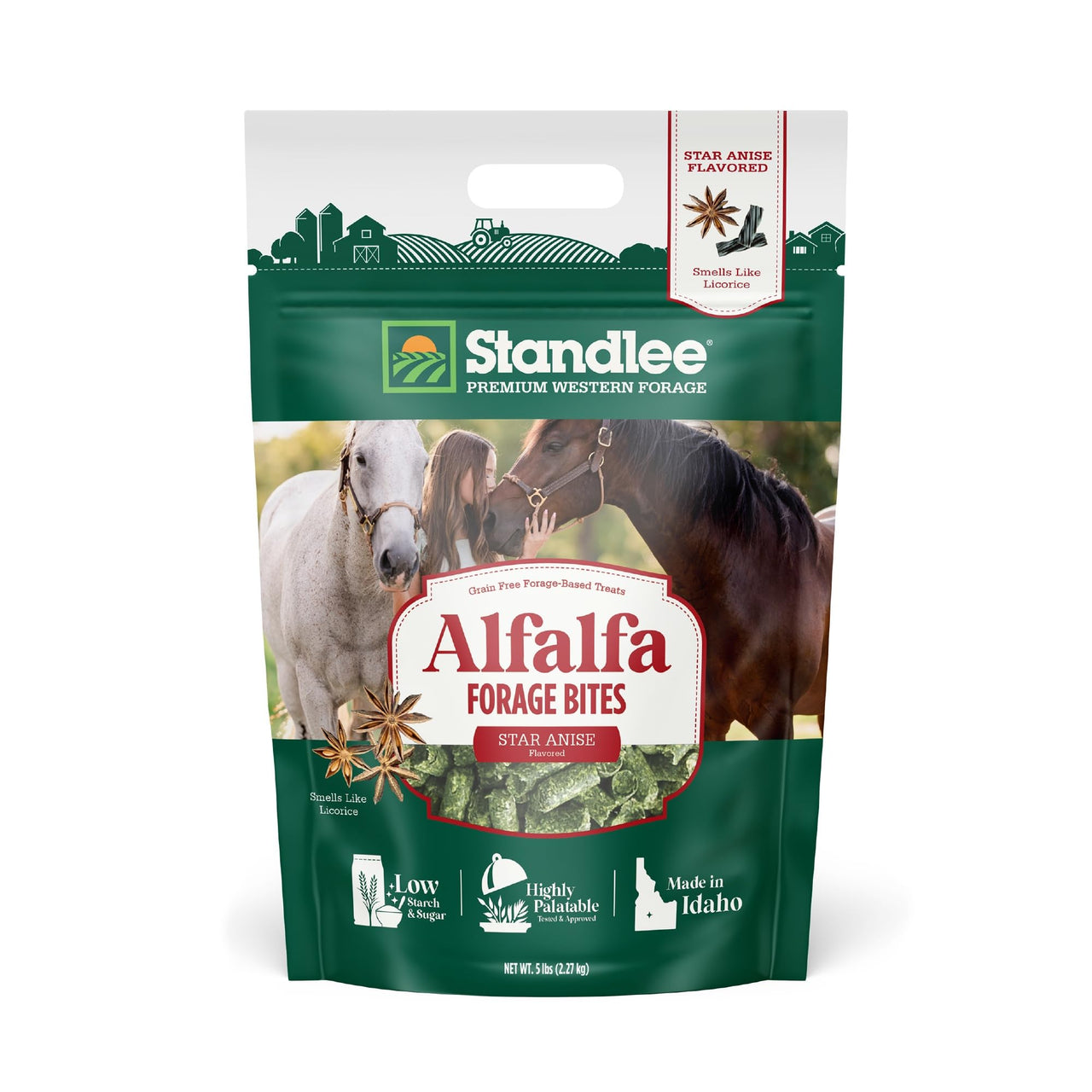 standlee Premium Western Forage Alfalfa Forage Bites, 5 Lb Bag (Star Anise)