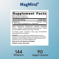 Thumbnail for Jarrow Formulas Magnesium L-Threonate, MagMind Magtein Brain Supplements for Memory Support, 90 Veggie Capsules, Up to a 30 Day Supply