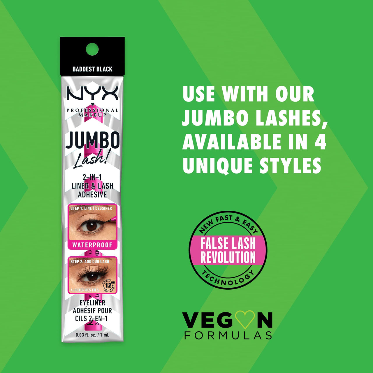 NYX PROFESSIONAL MAKEUP Jumbo Lash! 2-In-1 Eyeliner & Lash Adhesive - Baddest Black