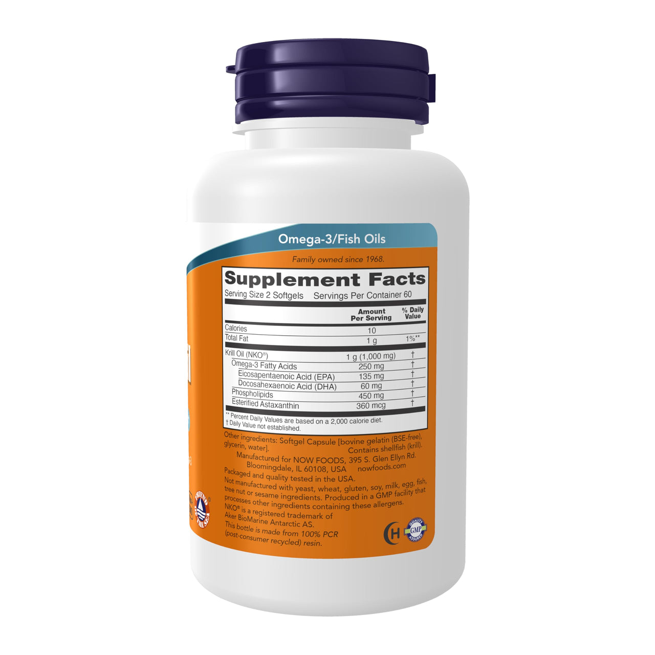 NOW Supplements, Krill Oil 500 mg, Phospholipid-Bound Omega-3, Cardiovascular Support*, 120 Softgels