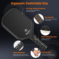 Thumbnail for Carbon Fiber Pickleball Paddle, Carbon Fiber Surface (CFS) Pickle Ball Paddles with 16mm Honeycomb Core, Lightweight, Shock-Absorbing Paddle with Anti-Slip Grip, Ideal for Novice & Pro Players