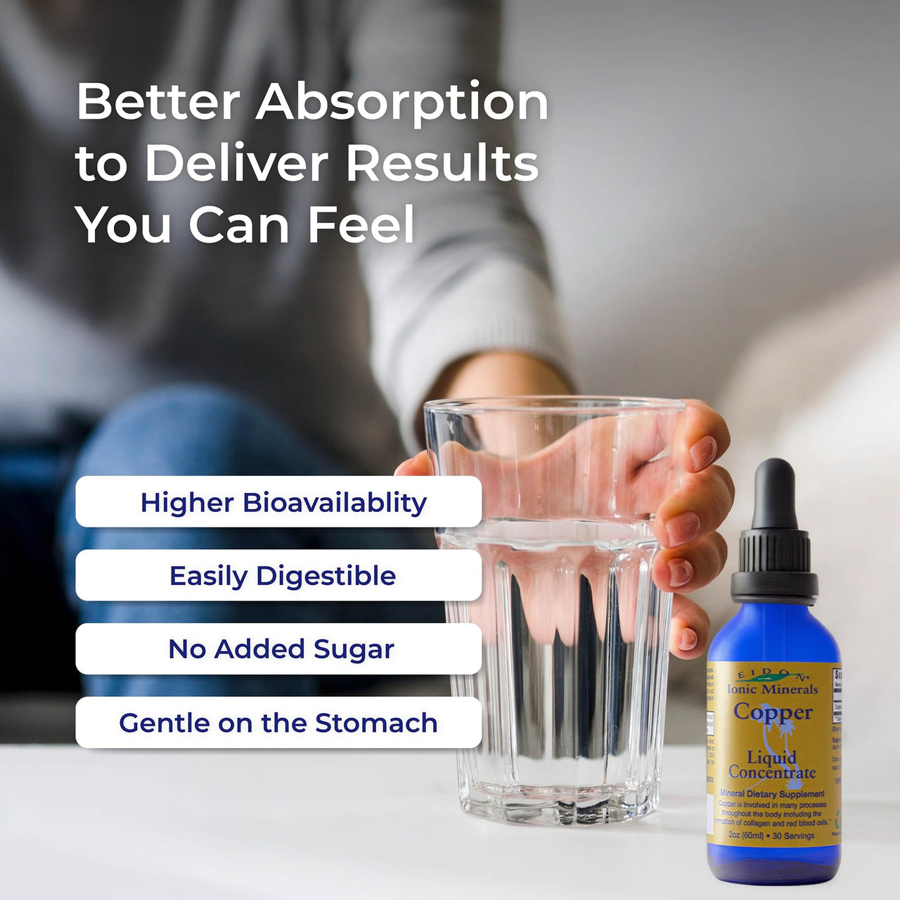 Eidon Ionic Minerals Copper - Ionized Copper Supplement for Women & Men, Liquid Concentrate Drops, Bioavailable Supplement for Red Blood Cell Support & Healthy Skin - 2 oz