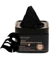 Thumbnail for Mary&May Premium Idebenone Blackberry Complex Essence Mask (20 Sheets) – Bamboo Charcoal Sheet, Daily Pull-Out Dispenser Korean Face Mask with Vitamin C, Panthenol & Ceramide for Hydrating Radiance