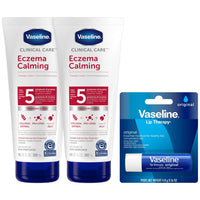 Thumbnail for Vaseline Eczema Lotion, Calming Therapy Cream 2-Pack with Colloidal Oatmeal + Original Vaseline Lip Therapy for Dry Lips with Petroleum Jelly (3 Piece Set)
