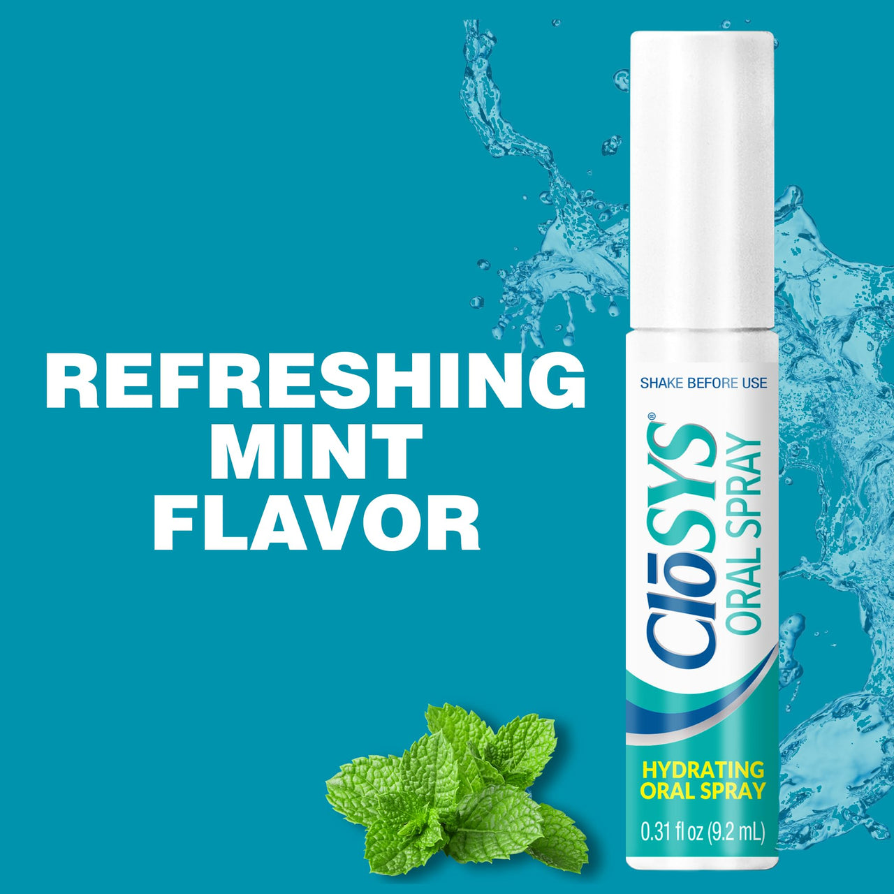 CloSYS Oral Breath Spray, Sugar Free Mouth Spray for Bad Breath, pH Balanced Mint Flavored 0.31oz (3 Count)