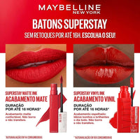 Thumbnail for Maybelline Super Stay Vinyl Ink Longwear No-Budge Liquid Lipcolor Makeup, Highly Pigmented Color and Instant Shine, Lippy, Cranberry Red Lipstick, 0.14 fl oz, 1 Count