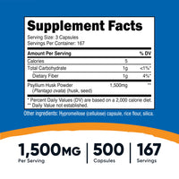 Thumbnail for Nutricost Psyllium Husk 1500mg Per Serving, 500 Capsules - Non-GMO & Gluten Free