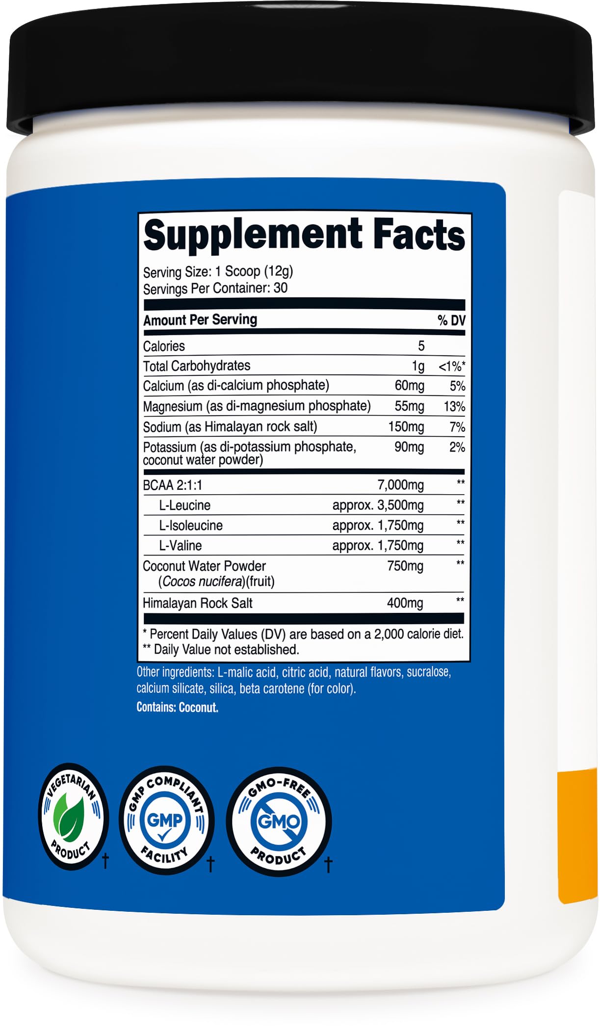 Nutricost BCAA + Hydration Powder (Peach Mango) 30 Servings - Branched Chain Amino Acids with Hydration Complex - Gluten-Free, Non-GMO