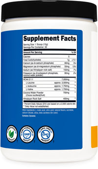 Thumbnail for Nutricost BCAA + Hydration Powder (Peach Mango) 30 Servings - Branched Chain Amino Acids with Hydration Complex - Gluten-Free, Non-GMO