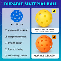 Thumbnail for Pickleball Paddles Set of 2 or 4, USAPA Approved Pickleball Set with 4 Pickleball Balls and Pickleball Bag, Fiberglass Pickle Ball Rackets 2 Pack for Beginner(Meteor)
